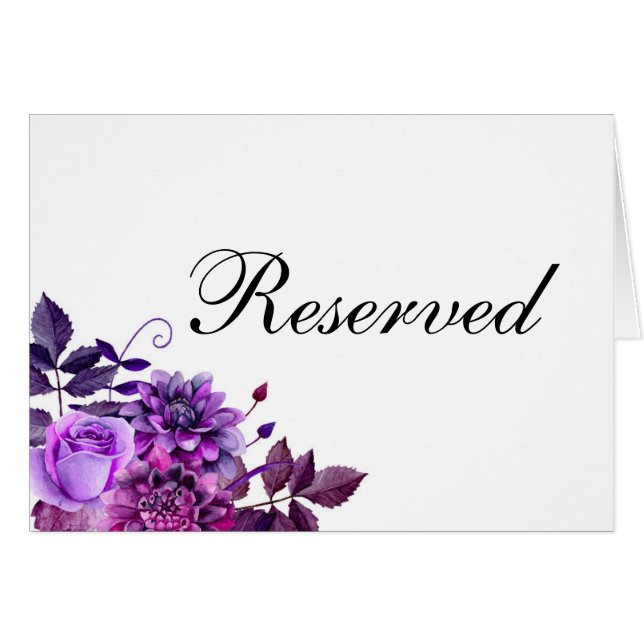 Reserved sign. Purple wedding. Floral table sign (Front Horizontal)