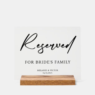 Reserved table Wedding  Acrylic Sign