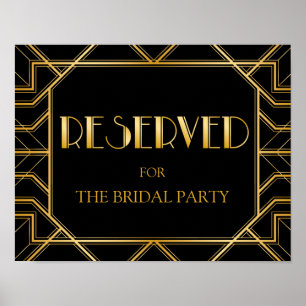 Reserved Table Wedding Sign   Gatsby Art Deco