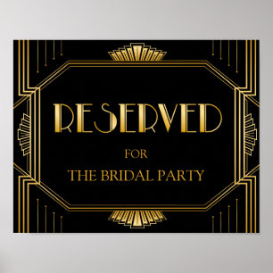 Reserved Table Wedding Sign   Gatsby Art Deco