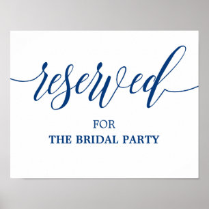 Reserved Wedding Sign in Navy Blue Calligraphy