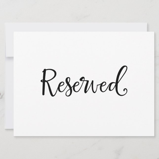 "Reserved" wedding Sign | Rustic Calligraphy Invitation (Front)