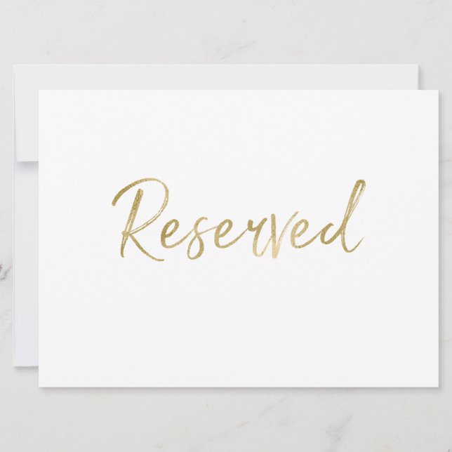 "Reserved" Wedding Sign | Stylish Lettered Gold (Front)