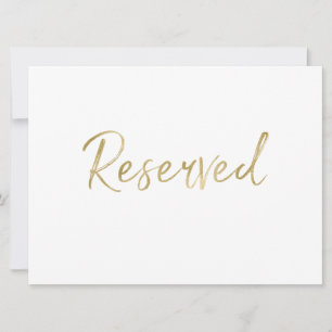 "Reserved" Wedding Sign   Stylish Lettered Gold
