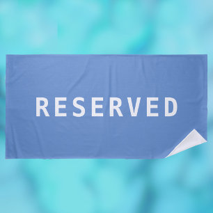 RESERVED, White Text on Blue Beach Towel