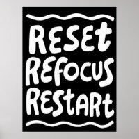 RESET REFOCUS RESTART Bold Fun Bubble Letters