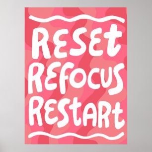 RESET REFOCUS RESTART Colorful Fun Bubble Letters  Poster