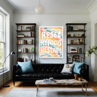 RESET REFOCUS RESTART Colourful Fun Bubble Letters