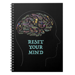 Reset Your Mind Inspirational Word Art Design Notebook