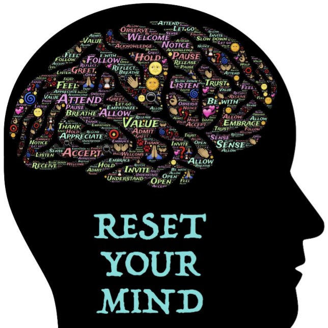 Reset Your Mind Inspirational Word Art Design  Poster (Creator Uploaded)