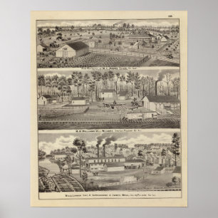 Residence and lumber mills and yards poster