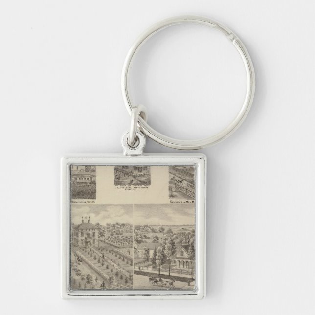 Residence and mill of L & J Keller Key Ring (Front)