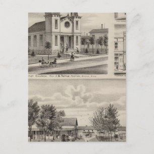 Residence, Farm, Church and Store in Minnesota Postcard