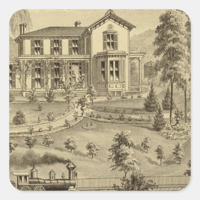 Residence of David R Kerr Square Sticker (Front)