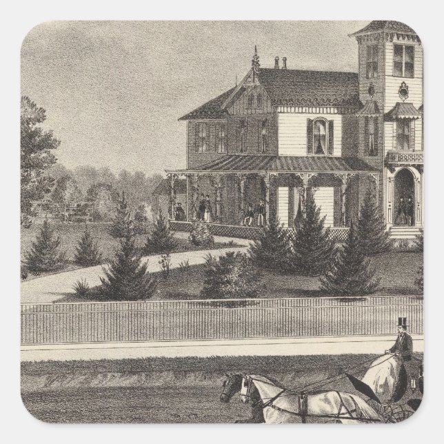 Residence of James G Gowdy, Tom's River, NJ Square Sticker (Front)