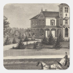 Residence of James G Gowdy, Tom's River, NJ Square Sticker