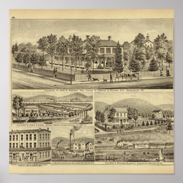 Residence of John A Warden Sewickley Poster (Front)