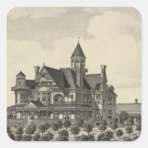 Residence of John D Knox, Topeka, Kansas Square Sticker