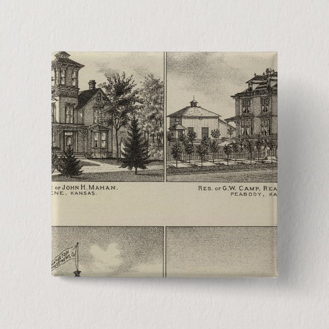 Residences, Abilene, Kansas 15 Cm Square Badge (Front)