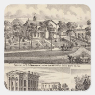 Residences and buildings in Poplar Grove Square Sticker