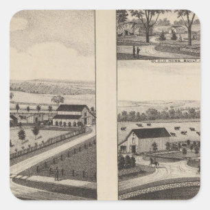 Residences and Farms, Pottawatomie, Kansas Square Sticker