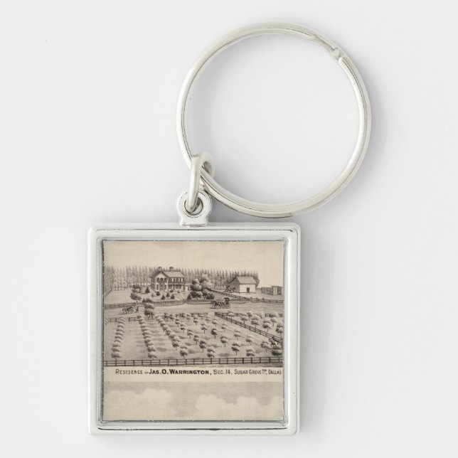 Residences & farm of Warrington Key Ring (Front)