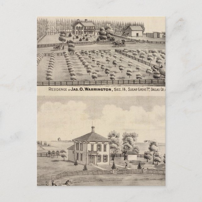 Residences & farm of Warrington Postcard (Front)