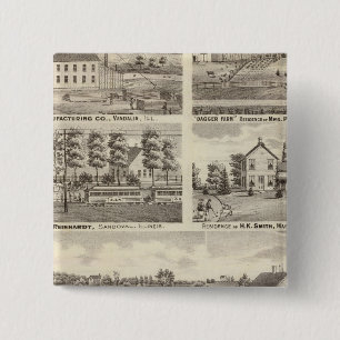 Residences, farms and factory, Vandalia, Sandoval 15 Cm Square Badge