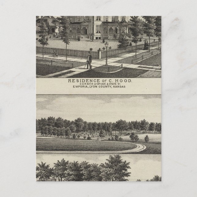 Residences, Grove, Mills, Factory, Emporia, Kansas Postcard (Front)