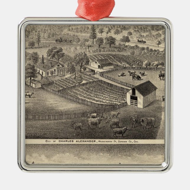 Residences of Charles Alexander Metal Tree Decoration (Front)