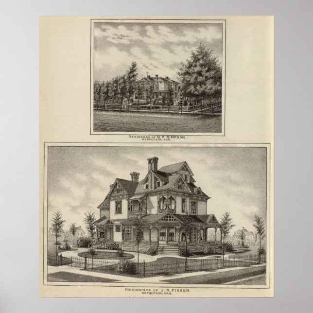 Residences of JR Fisher and MP Simpson, Kansas Poster (Front)