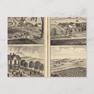 Residences of WA Lewis, John Fritsch, Hugh Gaston Postcard