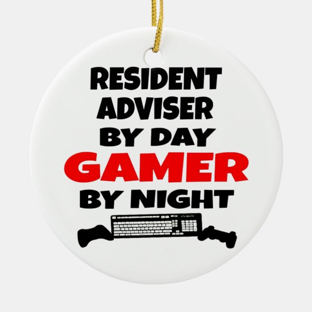 Resident Adviser Gamer Ceramic Tree Decoration (Front)