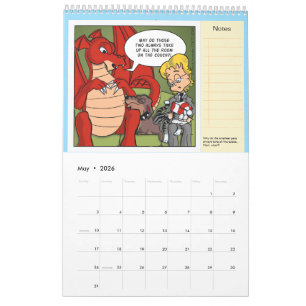 Resident Dragon Cartoons by David Arandle Calendar