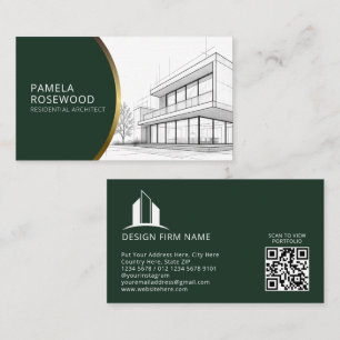 Residential Architect Green & Gold Architecture Business Card