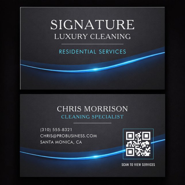 Residential Cleaning Services QR Code Professional Business Card (Creator Uploaded)