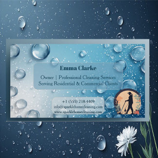 Residential & Commercial Cleaning Water Droplets   Magnetic Business Card