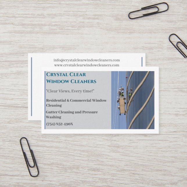 Residential Commercial Cleaning Window Cleaner  Business Card (Front/Back In Situ)