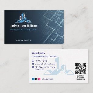 Residential Construction   Darkblue Drafter Business Card