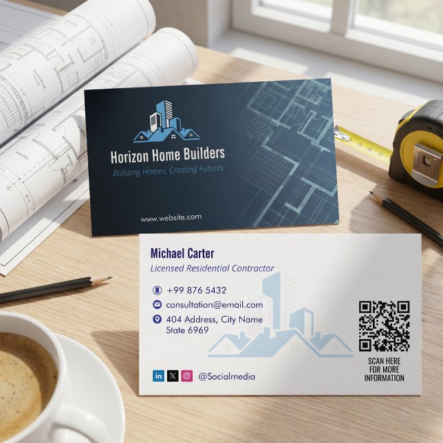 Residential Construction | Darkblue Drafter Business Card (Creator Uploaded)