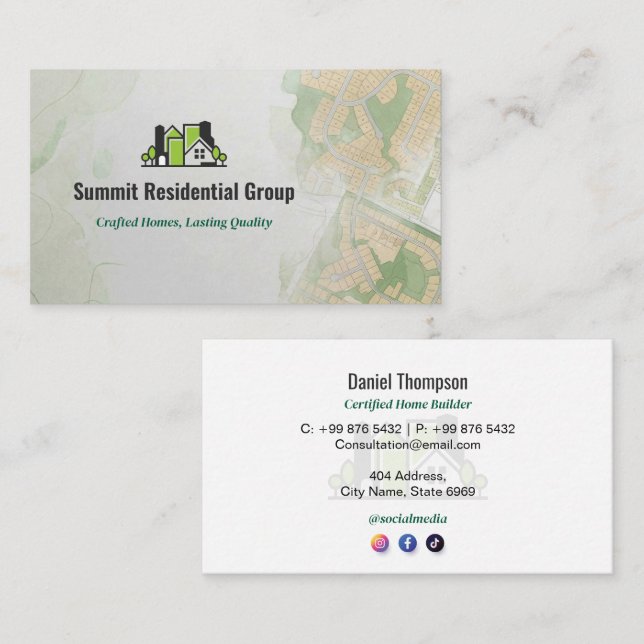 Residential Construction | Gray Skecth Business Card (Front/Back)