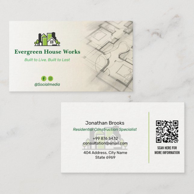 Residential Construction | GreenLight Drafter Business Card (Front/Back)