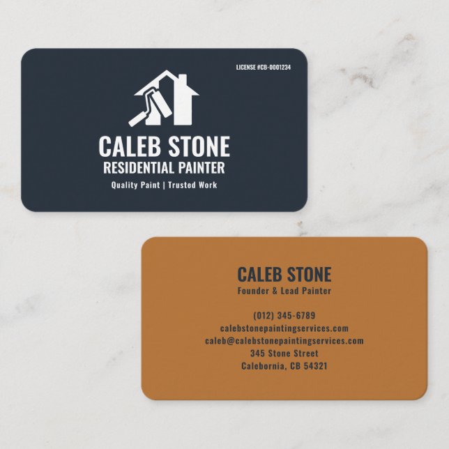 Residential Painter Slate Blue Copper Business Card (Front/Back)