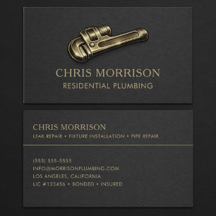 Residential Plumber Wrench Professional Business Card