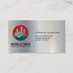 Residential Property Logo Aluminium Metallic Business Card