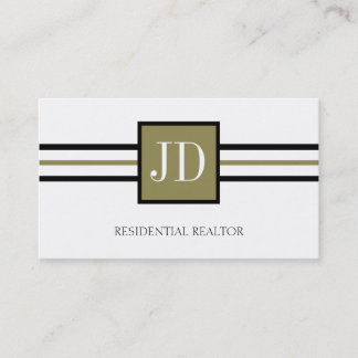 Residential Realtor Broker Monogram White Paper Business Card