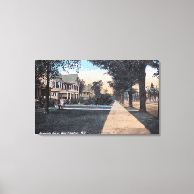 Residential Scene on Riverside Drive Canvas Print (Front)