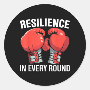 Resilience in Every Round Boxing Gloves Classic Round Sticker