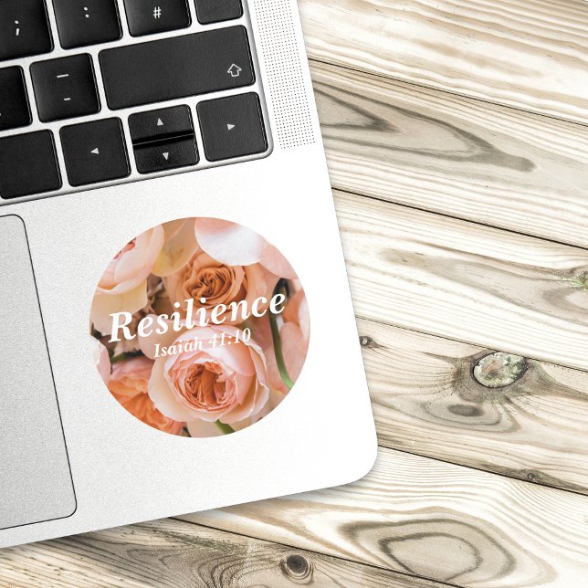 Resilience Isaiah 41:10 Verse Elegant Pink Roses Classic Round Sticker (Creator Uploaded)