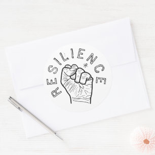 Resilience motivational motto fist classic round sticker